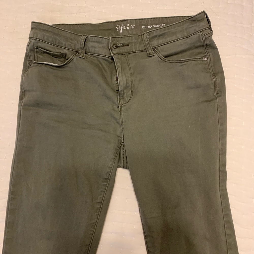 Style & Co. ultra skinny olive pants
